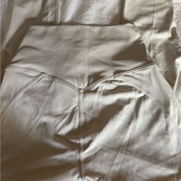 Leggings with High Wrap Waist in Light Beige. Size Small. - Picture 2 of 5